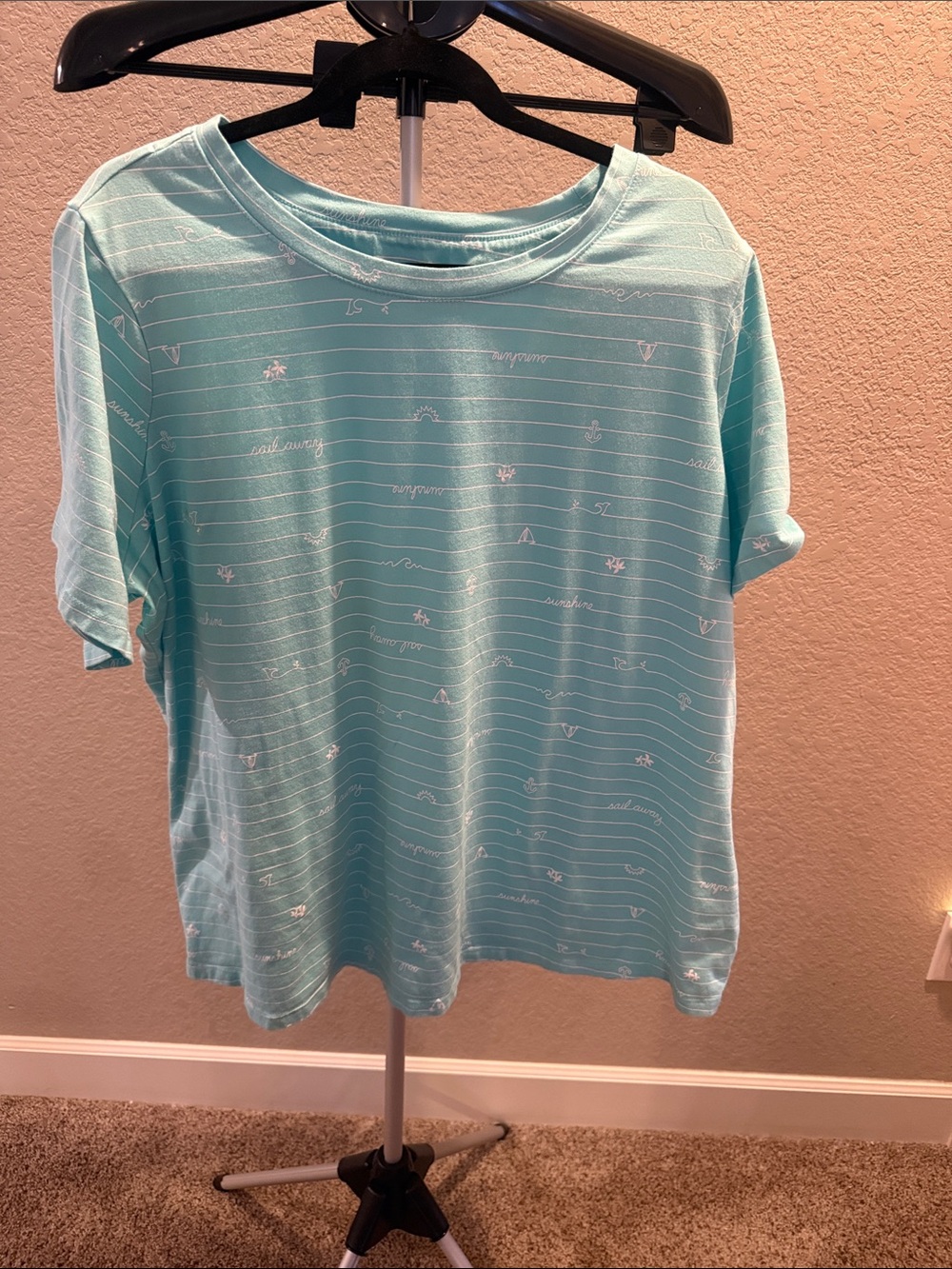 Women's Short Sleeve sail away Graphic Tee Casual Top. Size 2X